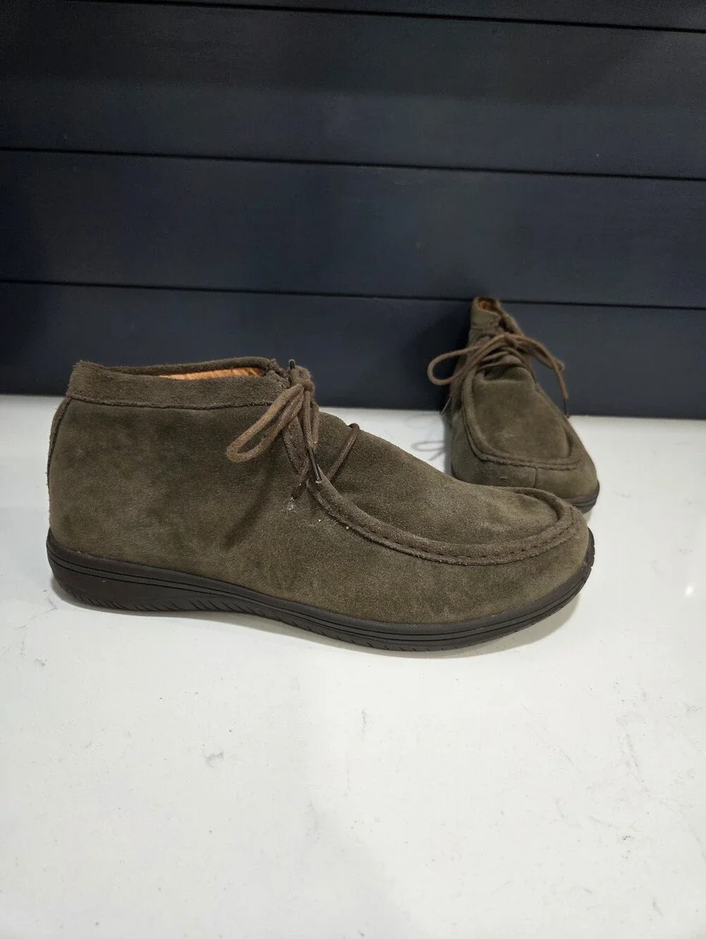 Alegria Packard Moc Toe Chukka Boot. Olive Suede Size 47 US 13